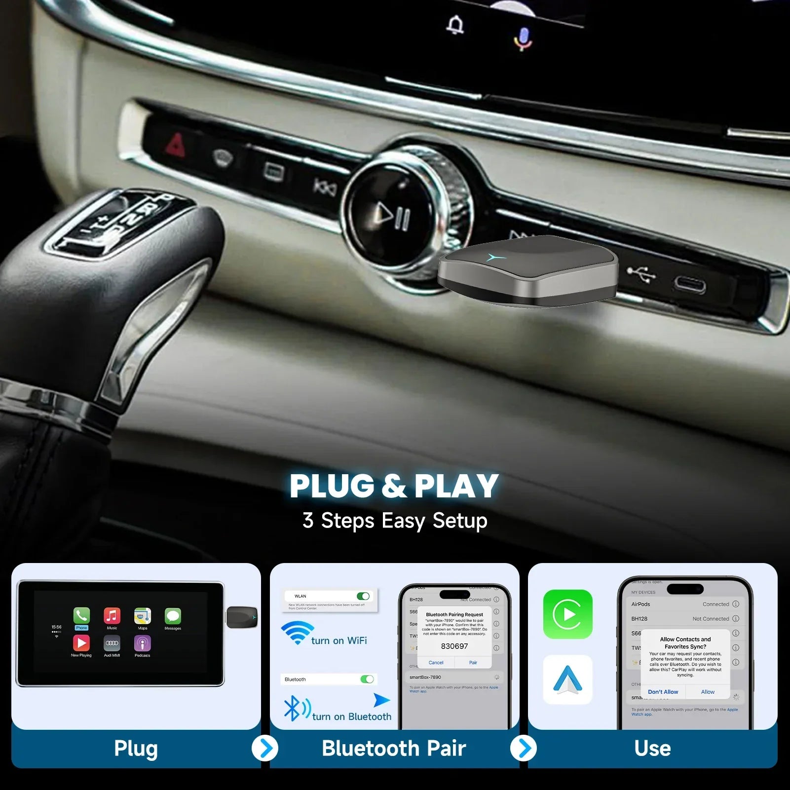 Adaptador CarPlay Sem Fios