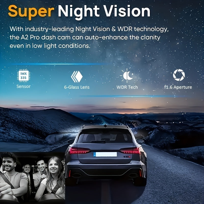 Dashcam 1080P Dual Lens Night Vision